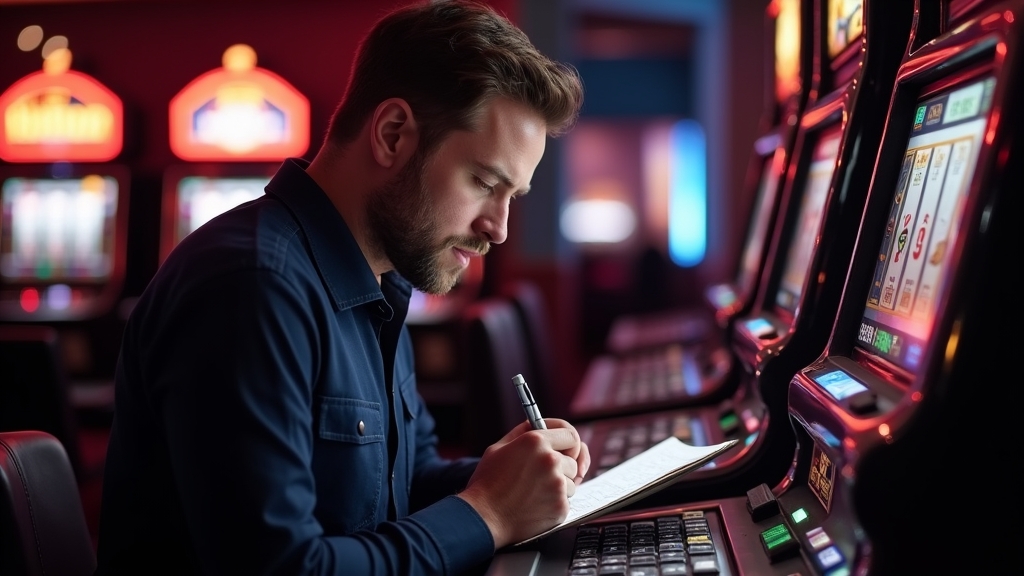 Painel de slot com rotina consistente e decisões repetidas em cassino sombrio