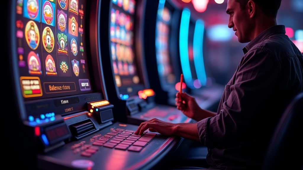 Jogador observando a sessão de slot com pausas e controle em cenário escuro